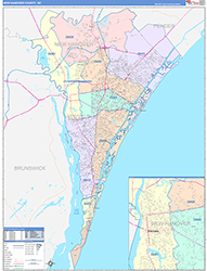 New Hanover County, NC Wall Map Color Cast Style 2026